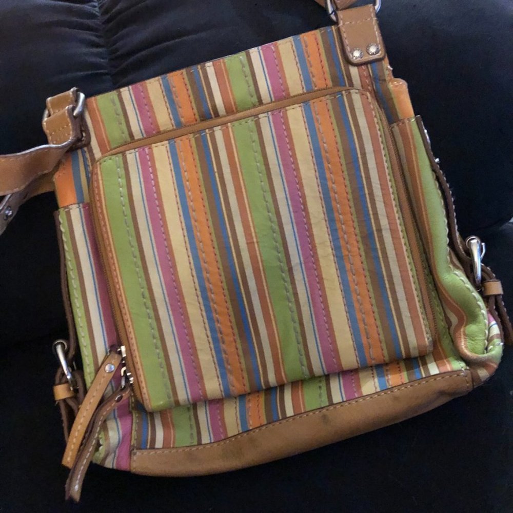 Fossil Multicolor Striped Leather Purse - image 3